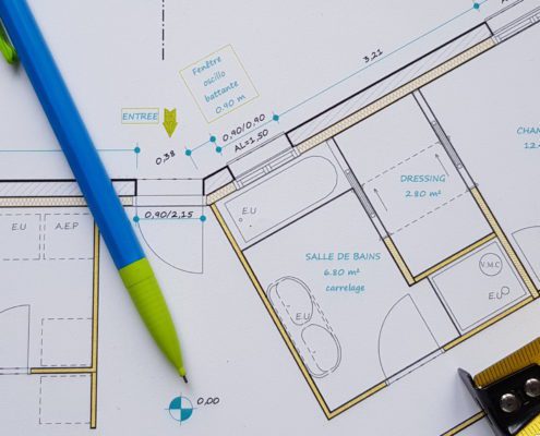 Plan d'architecture, détail, création et conception en bureau d'étude à Fay de Bretagne (44)